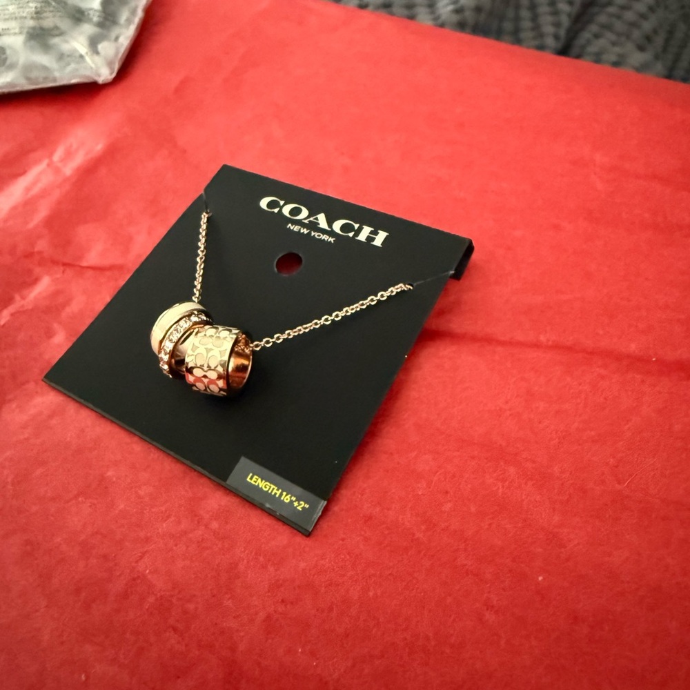 NWT Coach Gold and white crystals Necklace - Picture 4 of 8